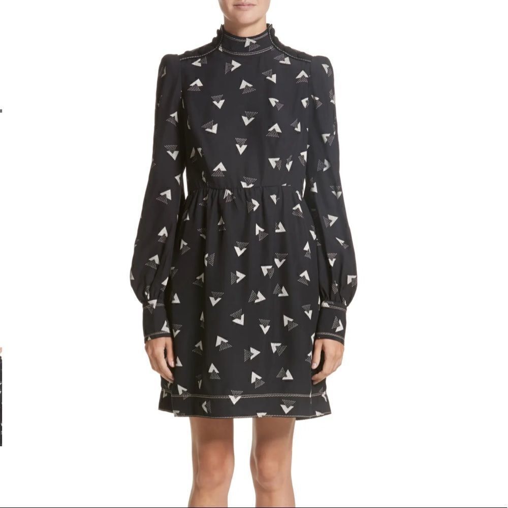 Marc Jacobs Geo Print Satin Back Crepe Dress Sz 2